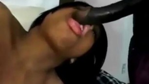 Awesome Oiled Ebony Hottie Blowing BBC