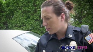 Outdoors interracial harcore sex with white perv female cops