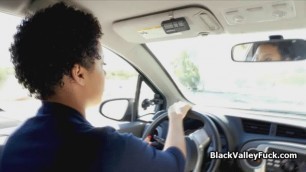 Ebony rimmed and fucked by driving instructor