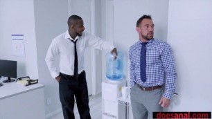 Busty BBC lover bitch double penetrated in the office