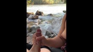 Outdoor Fun by the River with Sexy Brunet, best Cum Views???? is this Handjob Paradise? 4K
