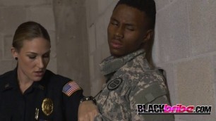 Fake Black soldier gets caught by horny White Cops. Watch how his Black Dick gets punished!