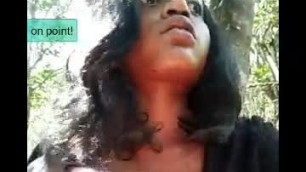 Ebony black girl in the woods squirting