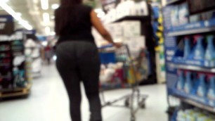 HUGE! ebony booty in super tight see through sweats! with panties up ass!!!