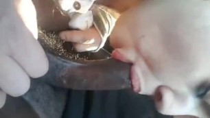 Pawg with thick lips sucking black cock but needs to swallow next time