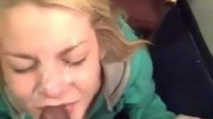 Blonde sucks black cock till he cum on her face