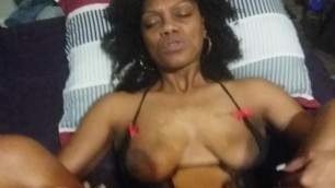 Sexy ebony Kaia gives amazing head and gets her pretty pussy pounded