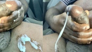 Black Guy Jerking Off Black Cock For Big Load Of Cum (Black Daddy Cum In Car) Moaning & Cumming With Dirty Talking