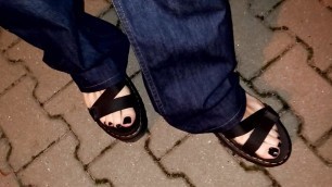 my platform sandals - night walk with black painted toes