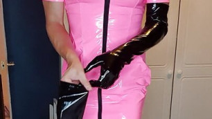 JessicaXD - Pink PVC Dress & Black PVC Gloves