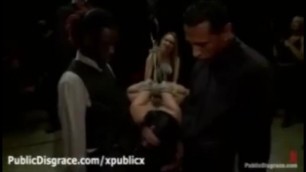 Bound Suspended Girl Orgy Interracial Blowjob In Public black ebony cumsho